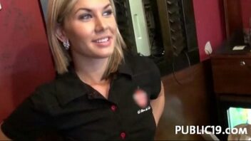 Blonde fucked in public restaurant